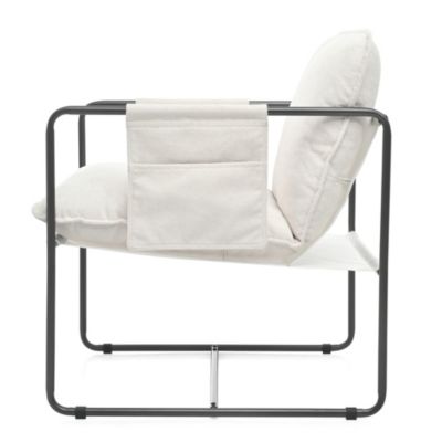 Streamdale White Upholstered Hanging Armchair with Arm Pocket