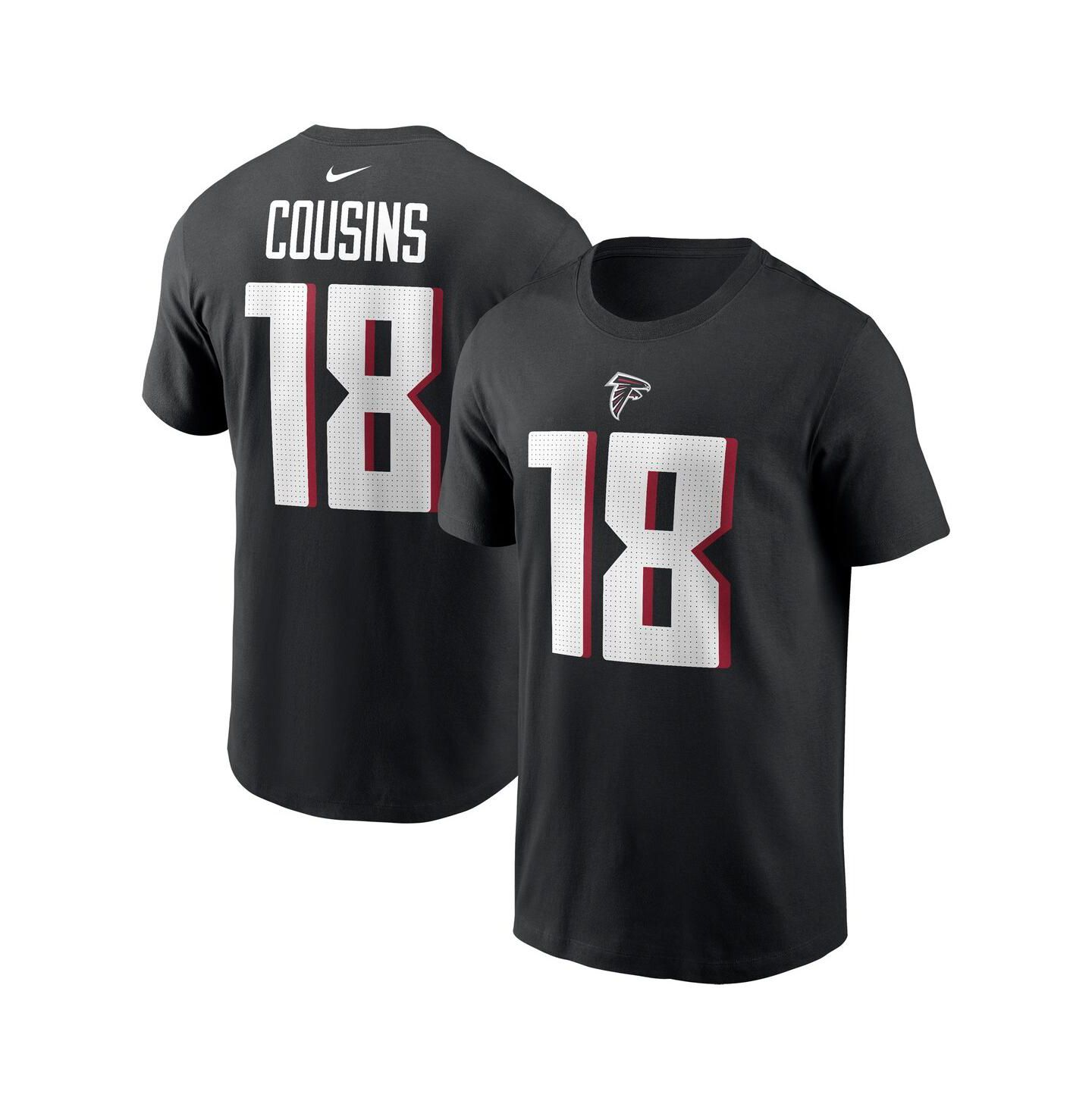 Мужская футболка Fanatics Nike Kirk Cousins Black Atlanta Falcons Player Name & Number — фото 1
