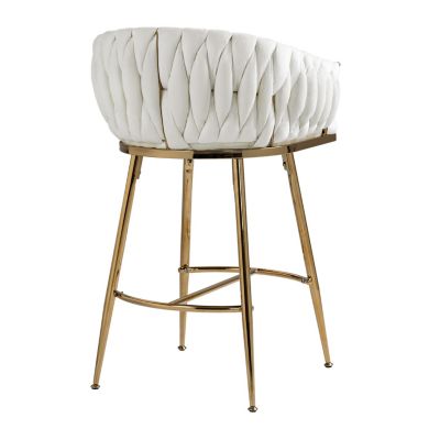 Velvet Counter Stools with Wave Back & Golden Base