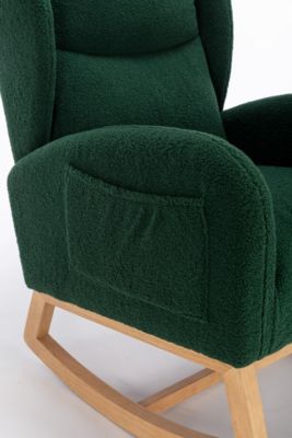 Teddy Fabric Rocking Chair With Packet Wood Legs