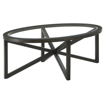 Tempered Glass with Wood Base Modern Design Coffee Table