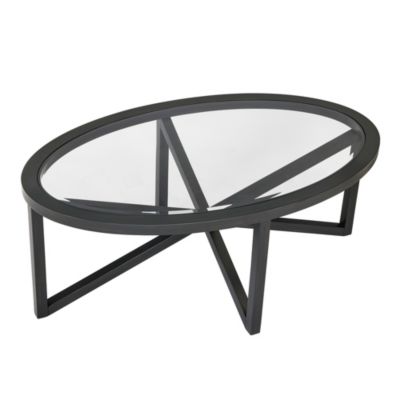 Tempered Glass with Wood Base Modern Design Coffee Table