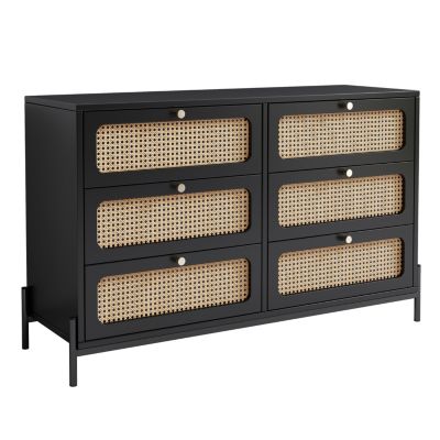 Streamdale Modern Rattan Wood 6-Drawer Dresser & Storage Cabinet