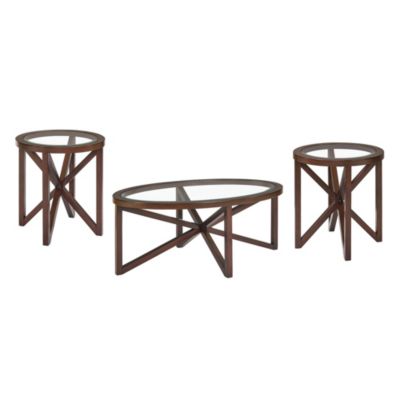 Modern Tempered Glass Coffee Table with Wood Base