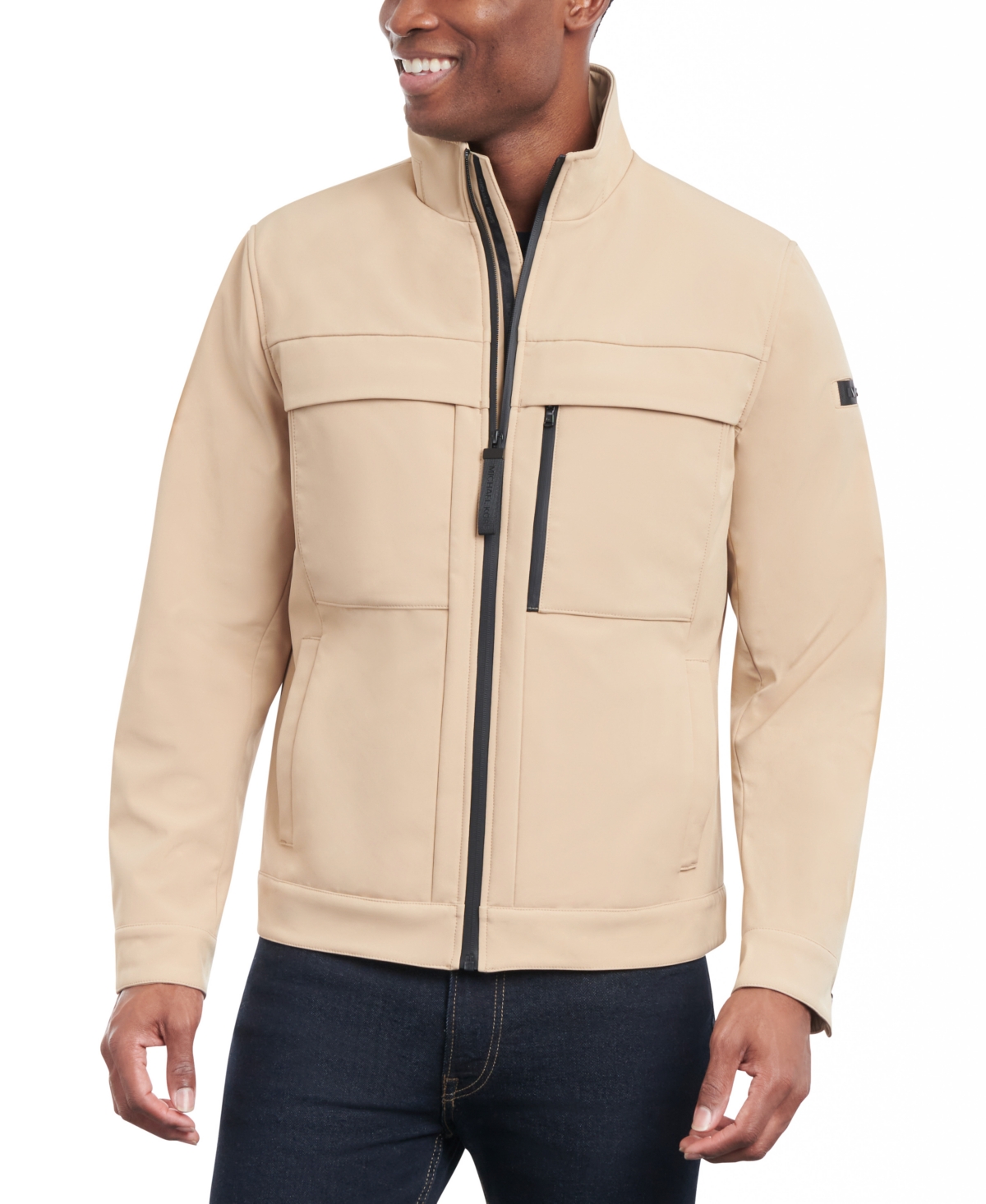 Michael Kors Men's Dressy Full-zip Soft Shell Jacket In Khaki