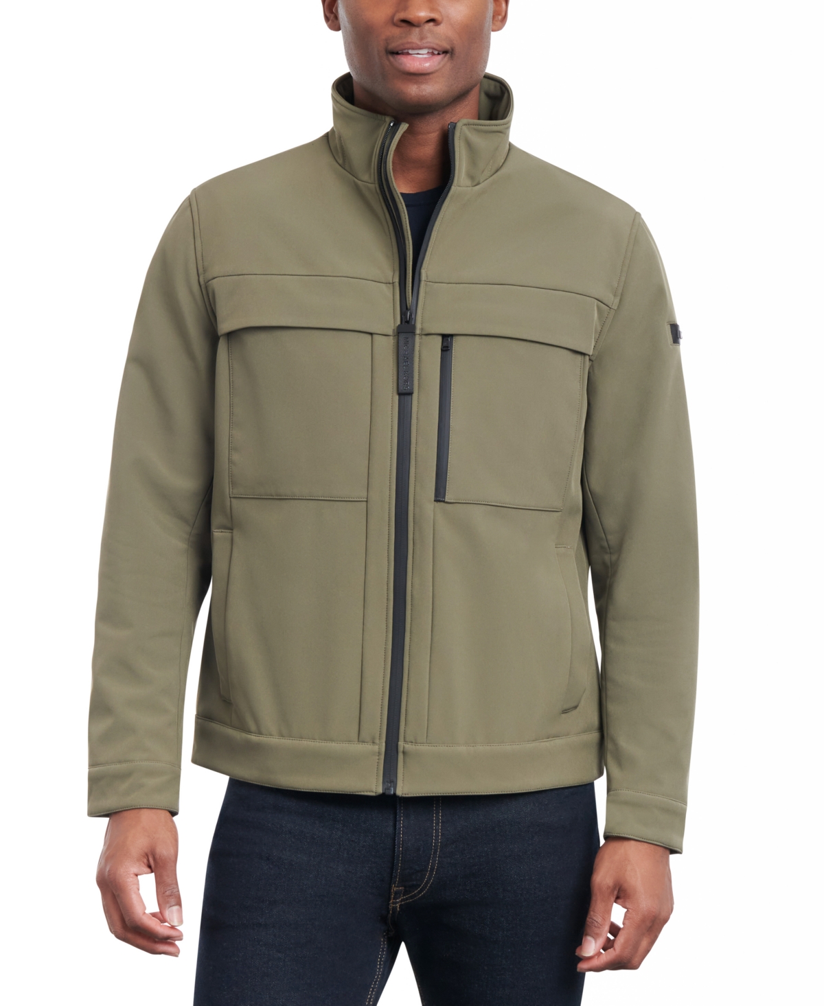 Michael Kors Men's Dressy Full-zip Soft Shell Jacket In Olive
