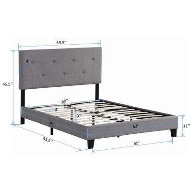 Upholstered Platform Bed Frame, Easy Assembly