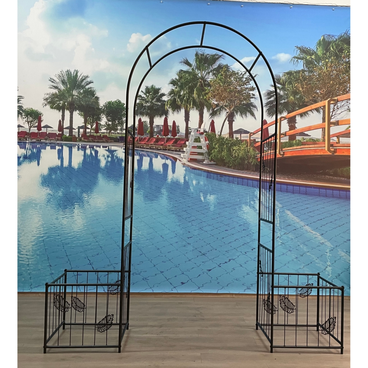 Streamdale Outdoor Black Metal Garden Arbor Archway