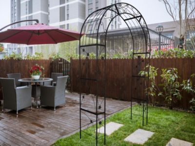 Outdoor Black Metal Garden Arbor Archway