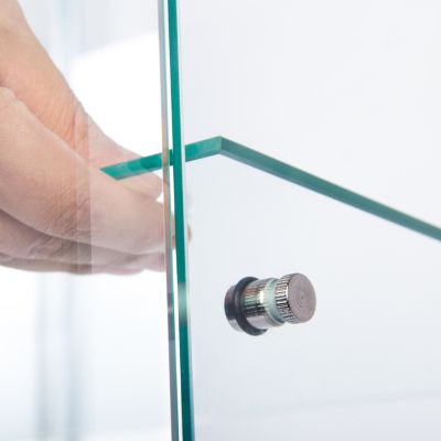 One Door Glass Cabinet Glass Display Cabinet With 3 Shelves, White