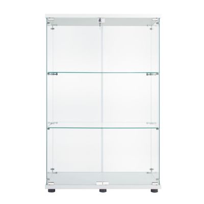 Two Door Glass Cabinet Glass Display Cabinet With 3 Shelves