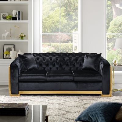  84" Tufted Velvet Sofa Set