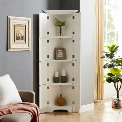 Modern Tall Storage Cabinet with Doors and 4 Shelves