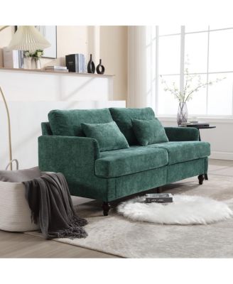 Modern Chenille Fabric Loveseat, 2-Seat Upholstered Loveseat Sofa Modern Couch