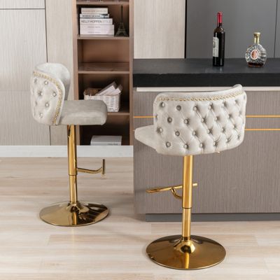   Set of 2  Adjustable Swivel   Modern Design  Bar Stools
