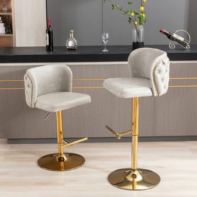   Set of 2  Adjustable Swivel   Modern Design  Bar Stools