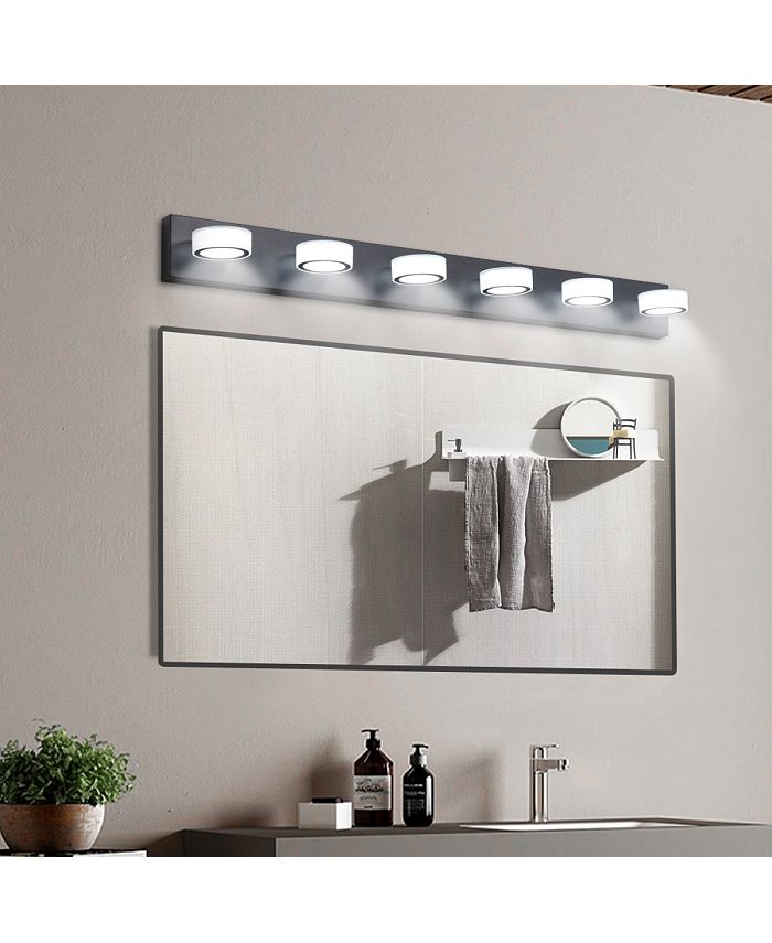 Simplie Fun LED Modern Black 6-Light Vanity Lights Fixtures Over Mirror ...