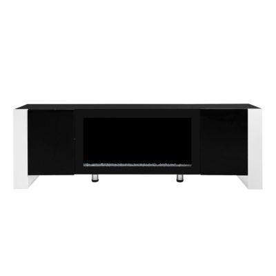 Streamdale High Gloss White TV Stand with Electric Fireplace