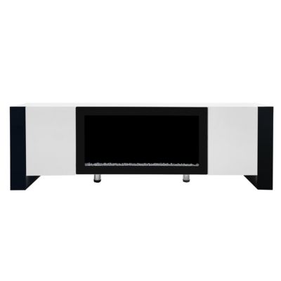 Streamdale High Gloss White TV Stand with Electric Fireplace