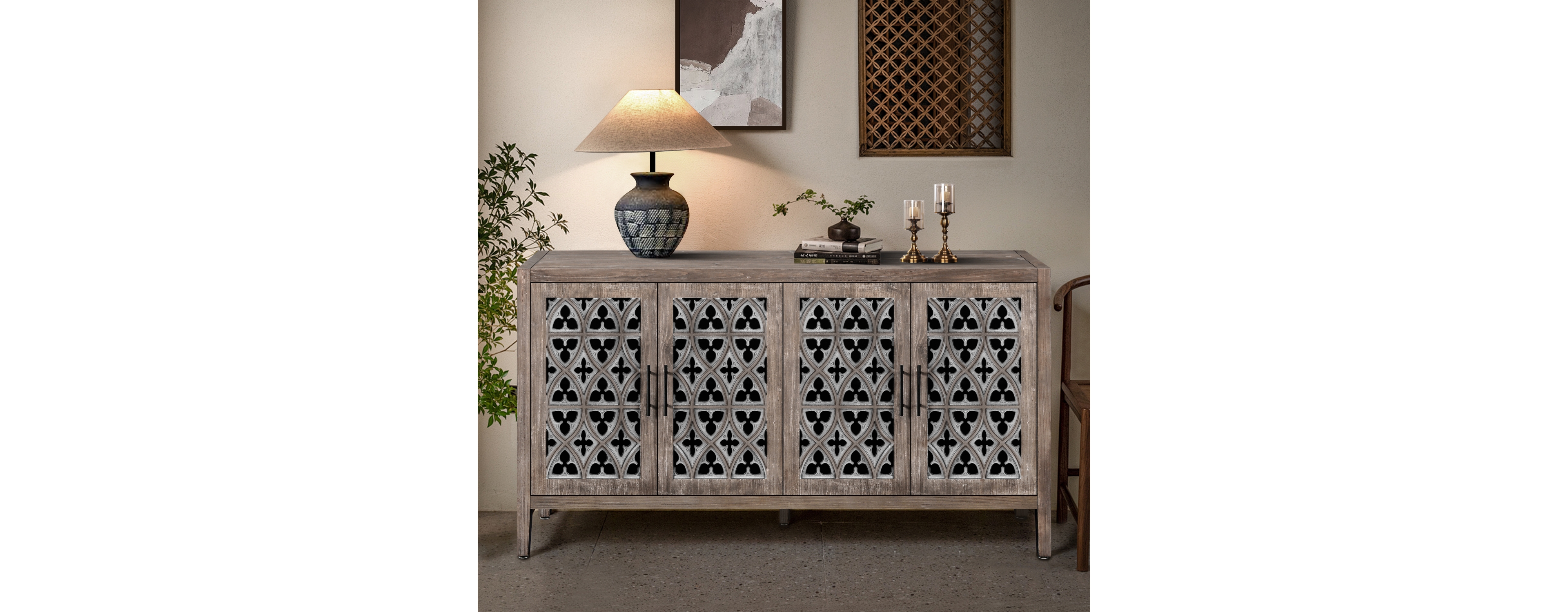 Simplie Fun American Country Style Antique Cabinet for Living Room or Kitchen