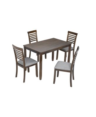 Wooden Dining Rectangular Table Set For 4, Kitchen Dining Table For Small Space, Walnut