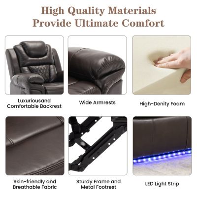 Manual Recliner Chair with LED Lights for Home Theater