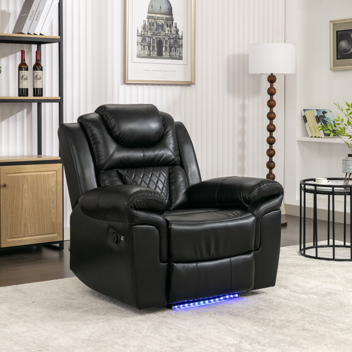 Streamdale Furniture Home Theater Seating Manual Recliner Chair With Led Light Strip For Living Room, Bedroom