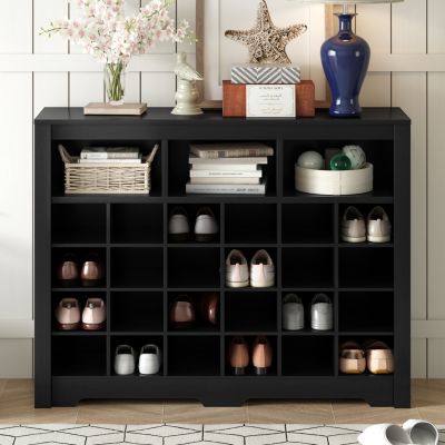 MDF and particle board Sleek 24 Shoe Cubby Console & Sideboard