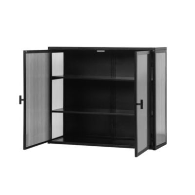 27.56" Glass Doors Modern Two-Door Wall Cabinet