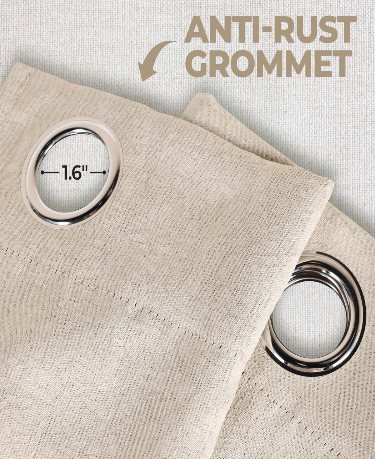 Superior Senna Textured Curtain Set of 2 Panels with Grommet Header, 52