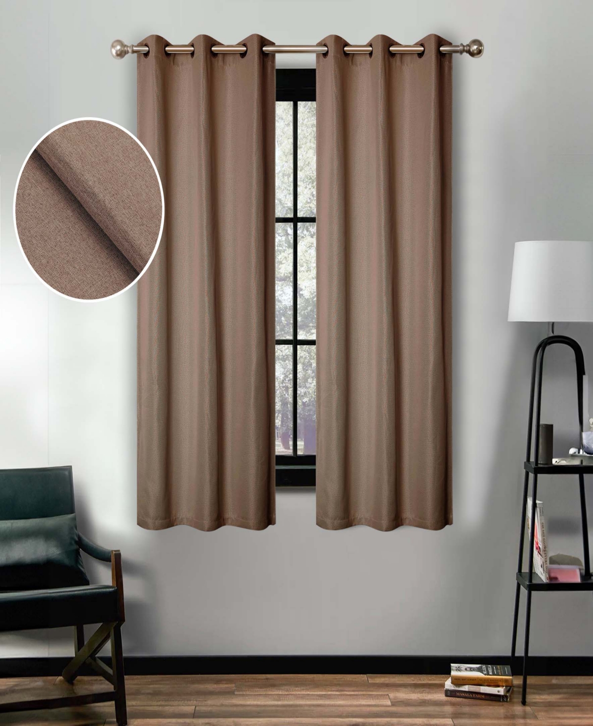 Superior Linen-Inspired Classic Room Darkening Modern Fade Resistant -Piece Curtain Set with Grommet Header Top