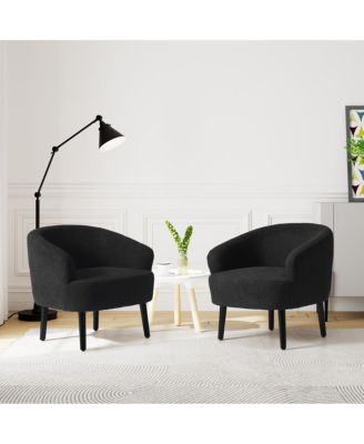 29" Wide Mid Century Modern Club Barrel Accent Armchair, Set of 2