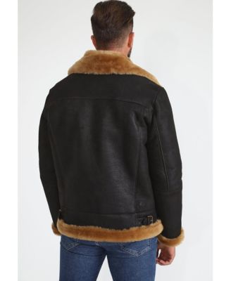 Men's Brown Shearling Aviator Jacket