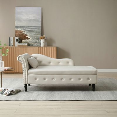 Luxurious Velvet Chaise Lounge with Storage