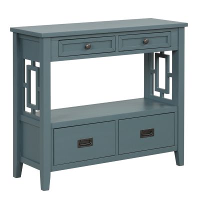 Farmhouse Console Table with Drawers & Shelf