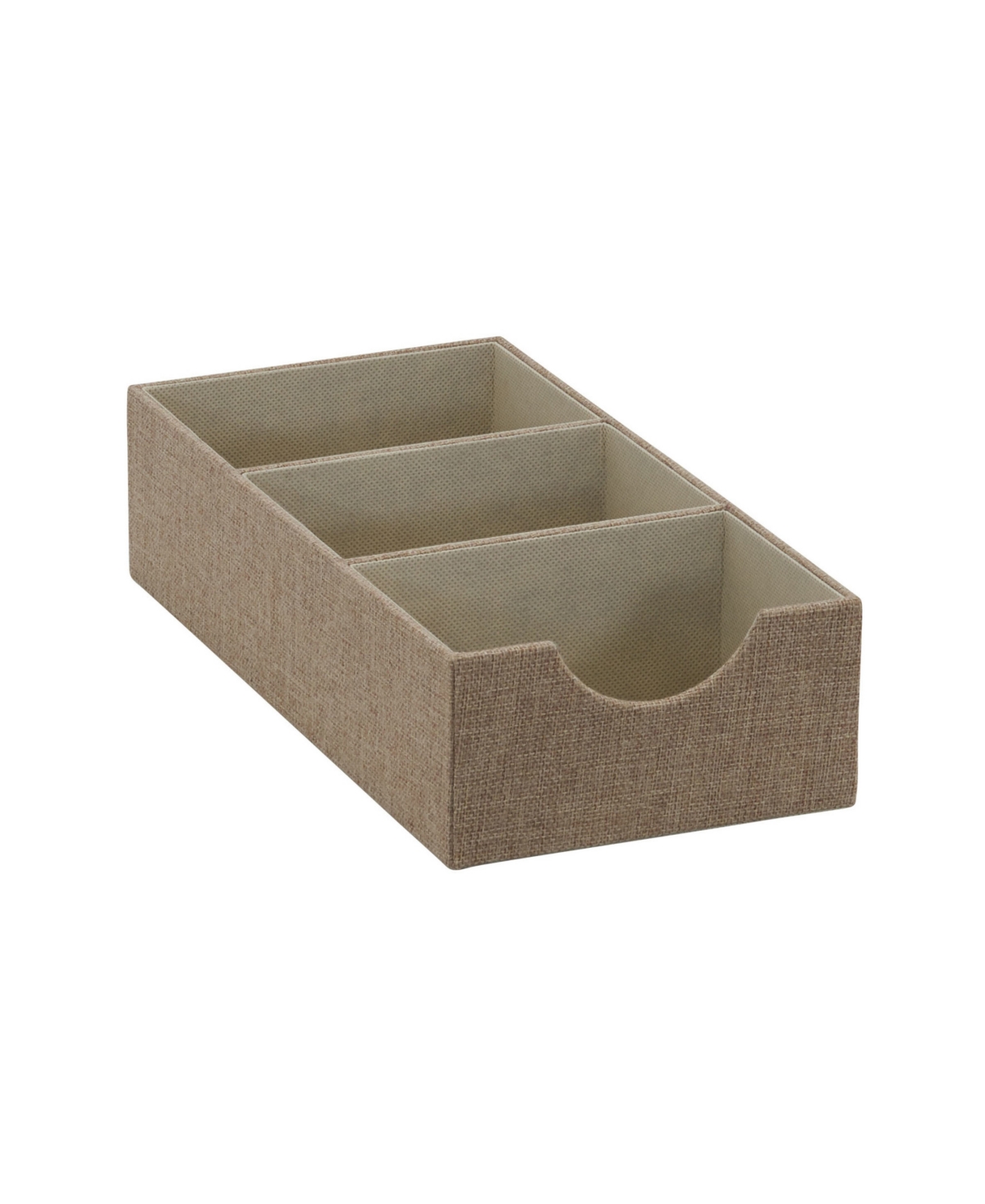 Household Essentials Organizer Tray Accessory Organizer Sturdy Drawer Organizer With Fabric Covering And Three Compartmen In Gray