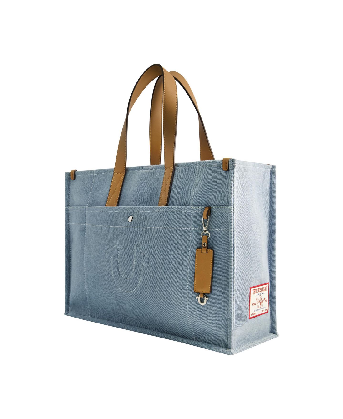 Женская сумка True Religion Stitched Horseshoe Large Tote, цвет: Светлый синий — фото 3