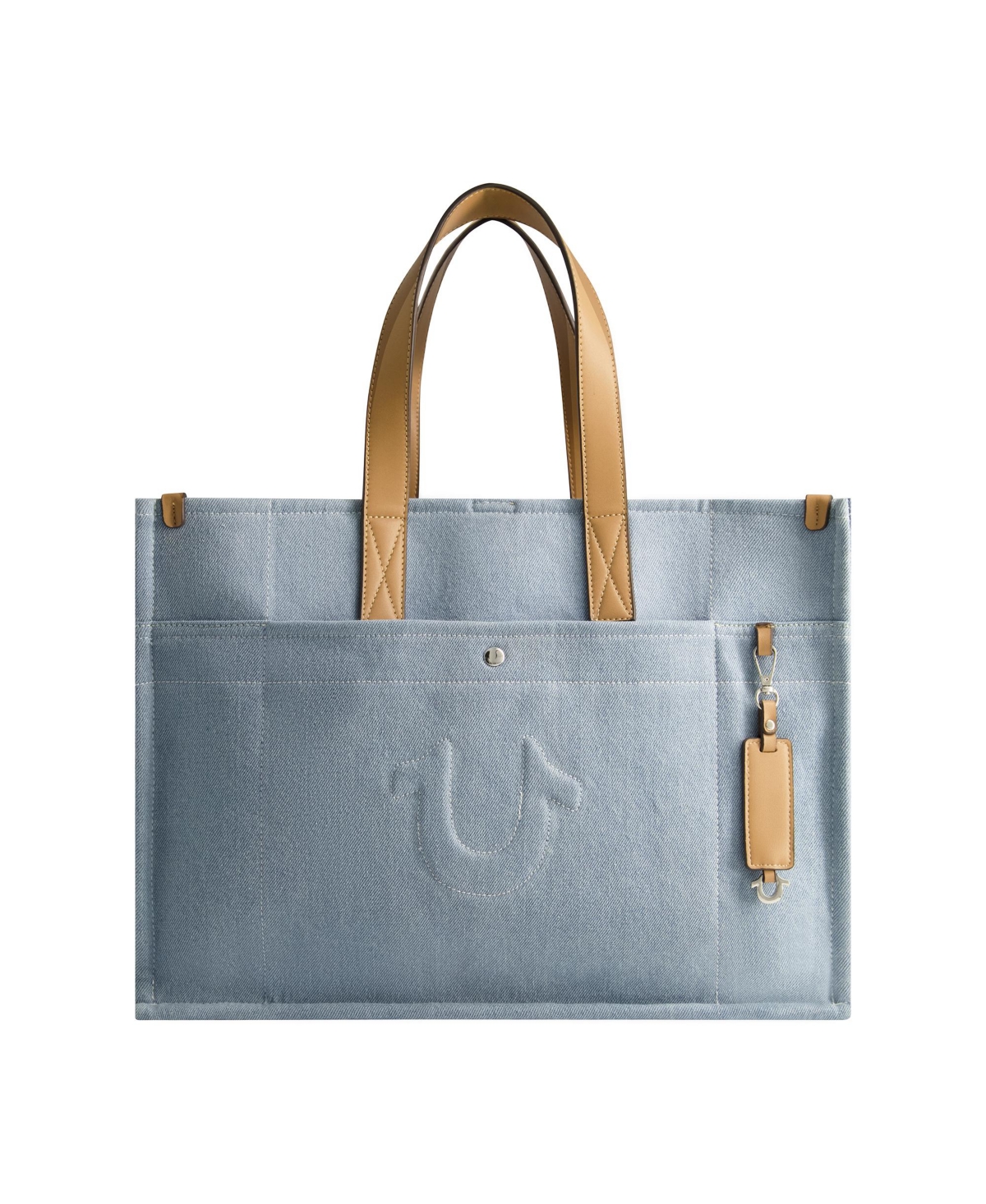 stitched horseshoe large tote - Light blue