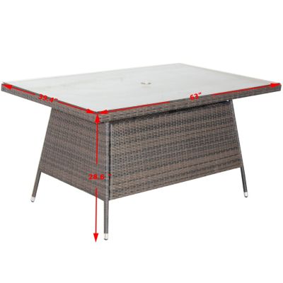 Glass Top Rectangular Patio Table