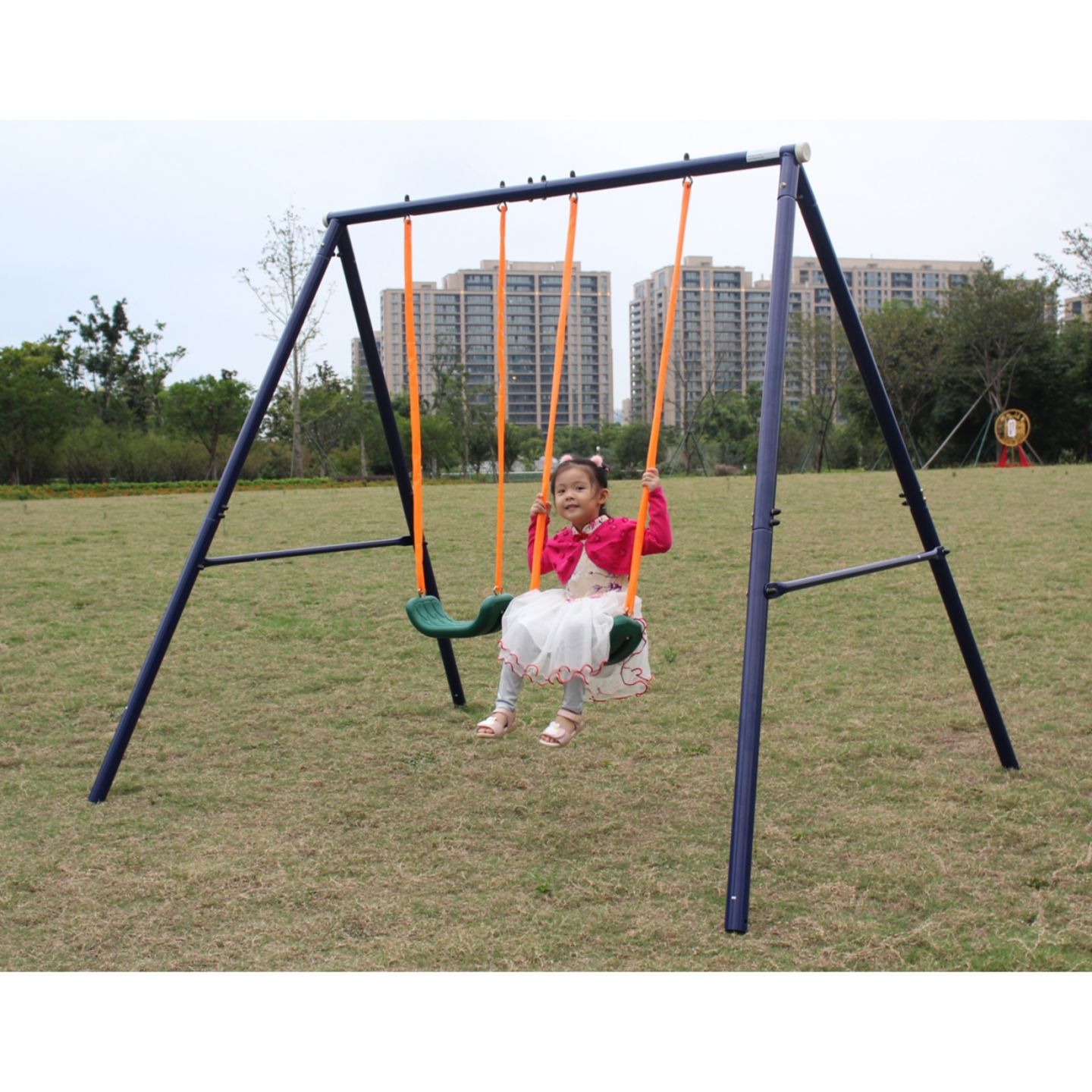 Детские игрушки Streamdale Furniture Streamdale Two Station Steel A-Frame Swing Set with Two Swing Seats, Ages 3-8, цвет: Синий — фото 6