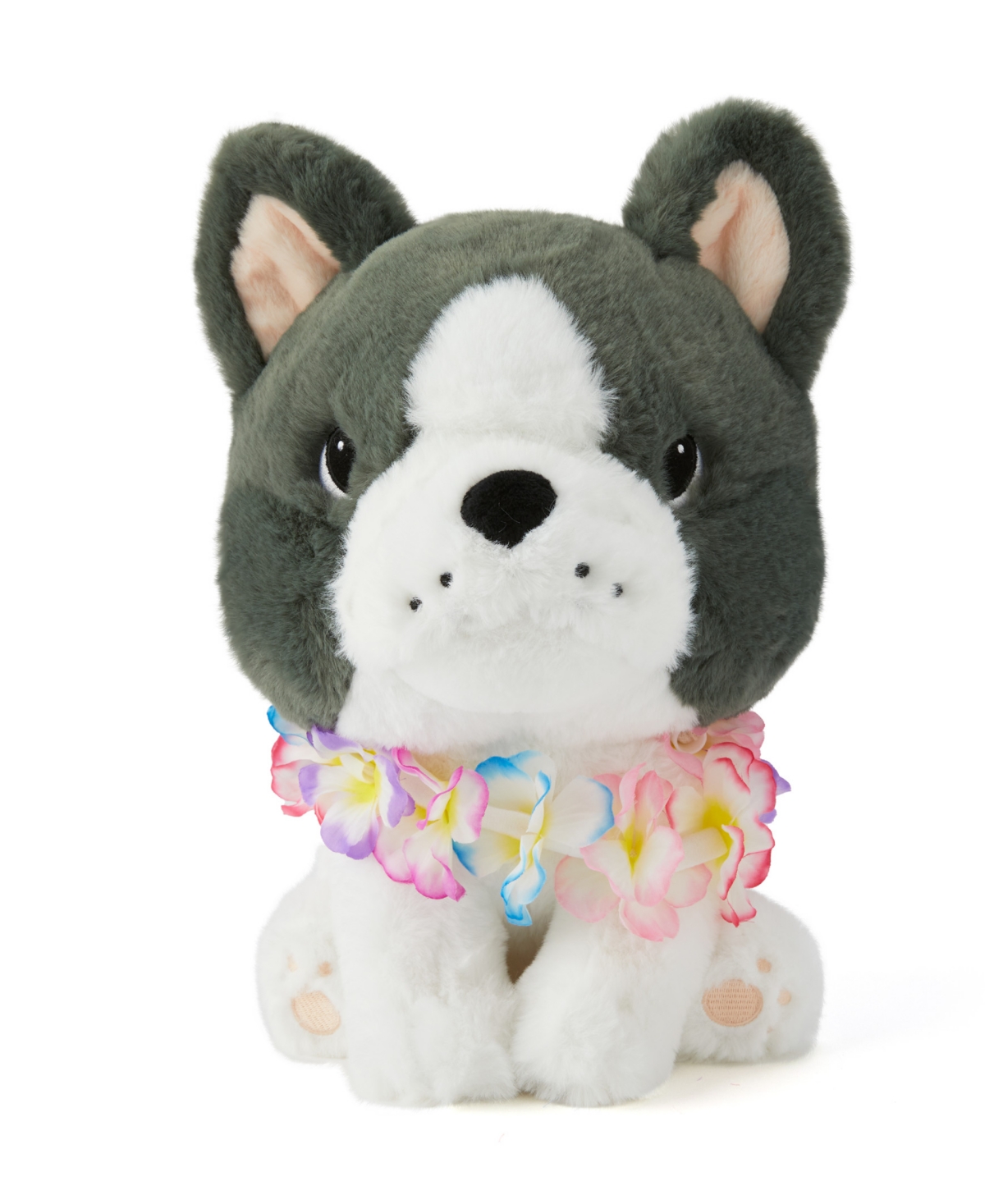 Geoffrey's Toy Box 10" Plush French Bull Dog With Lei, Created For Macy's In Grey