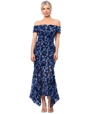 XSCAPE 3D-Floral Off-The-Shoulder Gown - Macy's