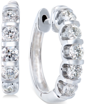 image of Diamond Hoop Earrings in 14k White Gold (1-1/2 ct. t.w.)