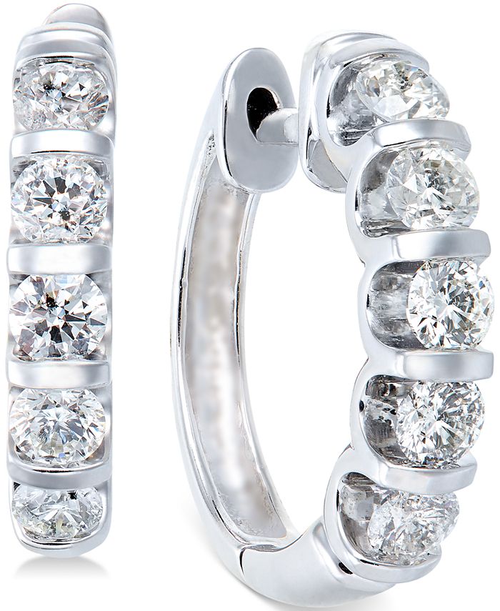 Macy's - Diamond Hoop Earrings in 14k White Gold (1-1/2 ct. t.w.)