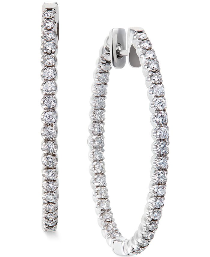 Macy's Diamond Hoop Earrings in 14k White Gold (2 ct. t.w.) - Macy's