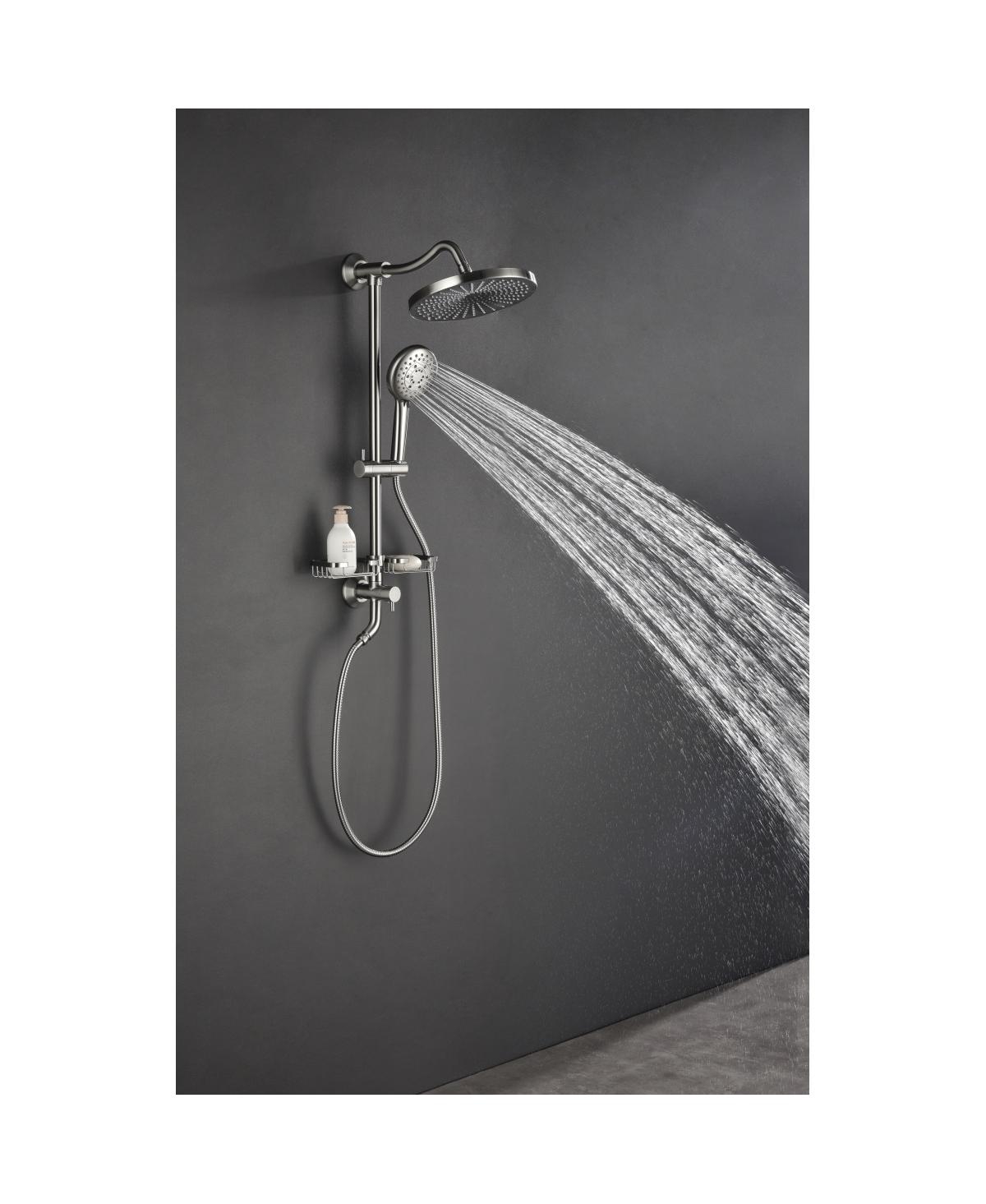 Streamdale Furniture Matte Black Shower System: Rain Showerhead, Hand Shower, Slide Bar, Soap Dish
