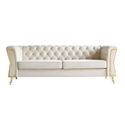 Streamdale Modern Tufted Velvet Sofa 87.4 Inch For Living Room Color