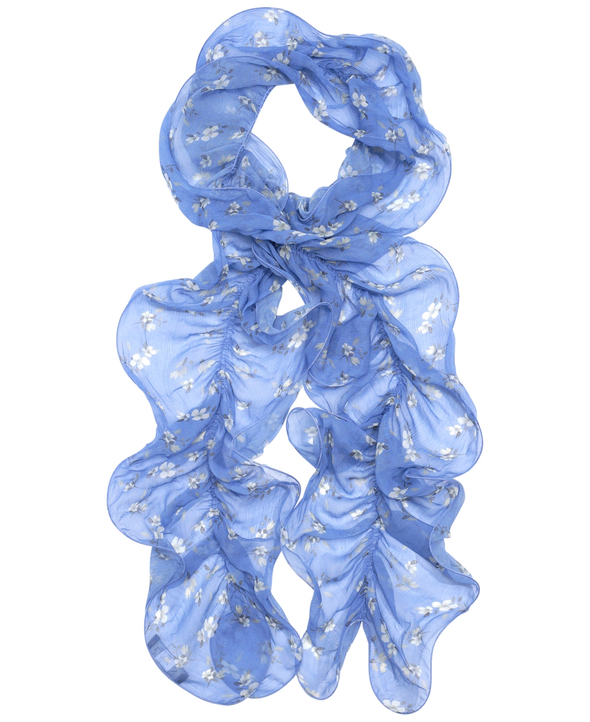 Lauren Ralph Lauren Floral Ruffle Scarf In Blue