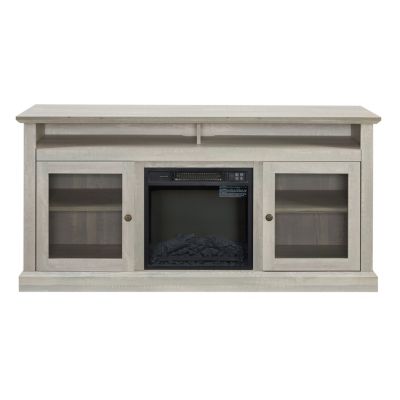Modern TV Stand with Fireplace Insert, Stone Gray, 60" W