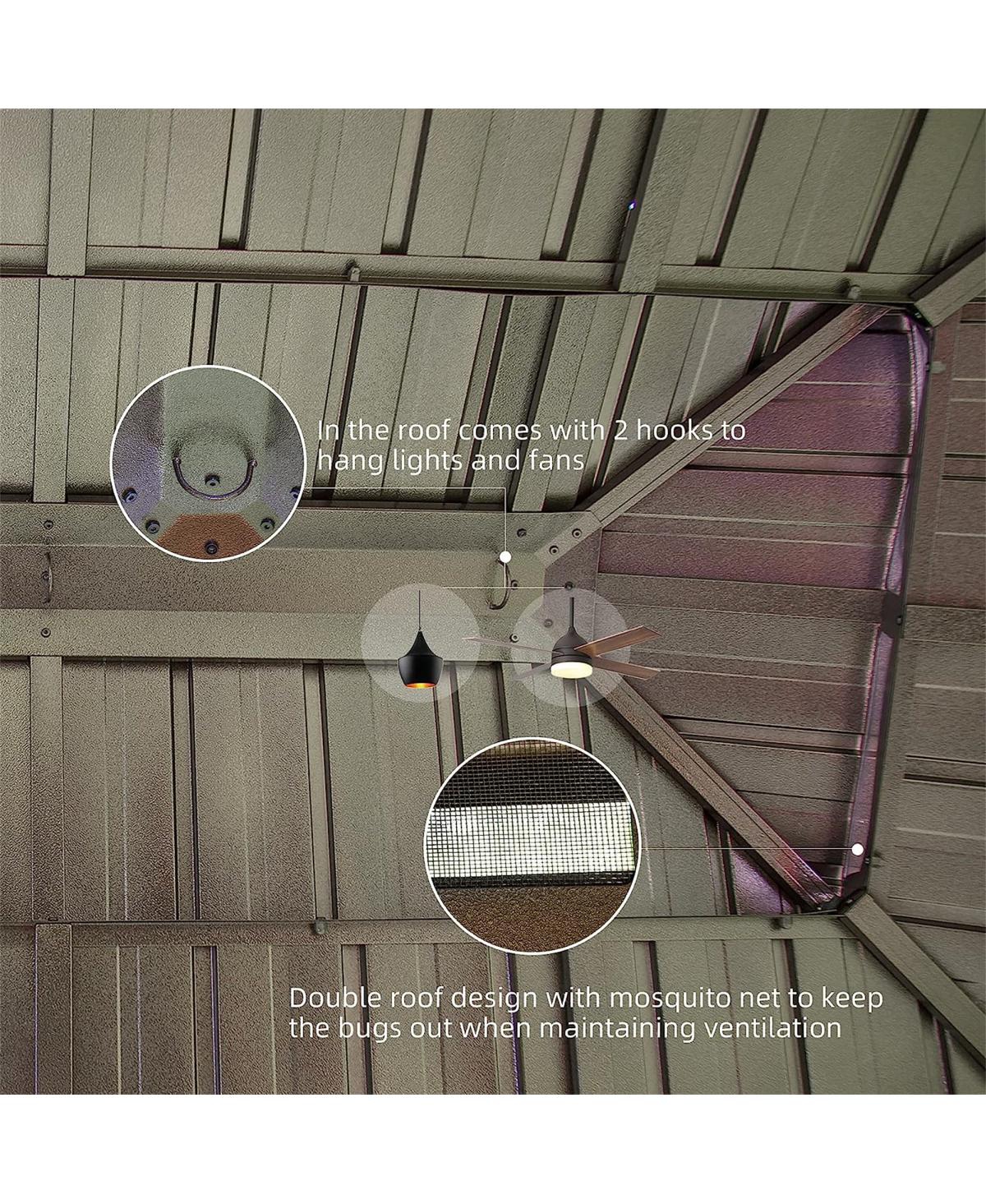 Streamdale Furniture 10'X12' Wood-Look Gazebo with Steel Roof & Curtains